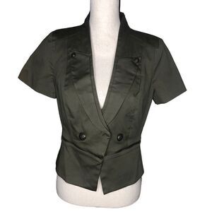Worthington Olive Green Short Sleeve Peplum Jacket